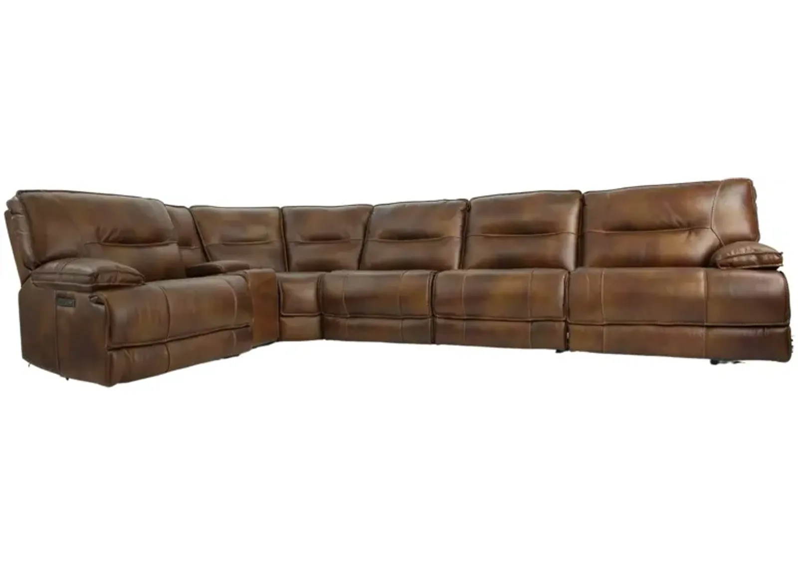 HENDRIX SIENNA LEATHER 2P POWER 6 PIECE SECTIONAL