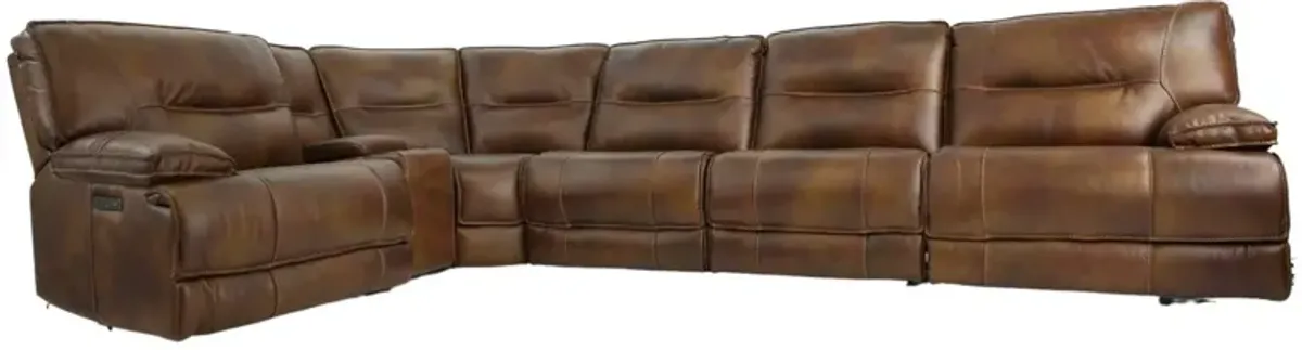 HENDRIX SIENNA LEATHER 2P POWER 6 PIECE SECTIONAL