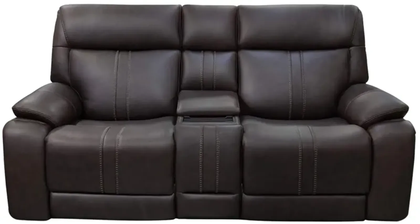 XARA EARTH LEATHER POWER CONSOLE LOVESEAT