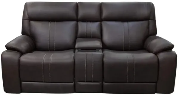 XARA EARTH LEATHER POWER CONSOLE LOVESEAT
