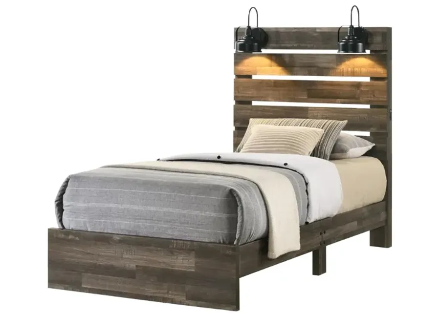 ARIANNA BROWN TWIN BED WITH LIGHTS