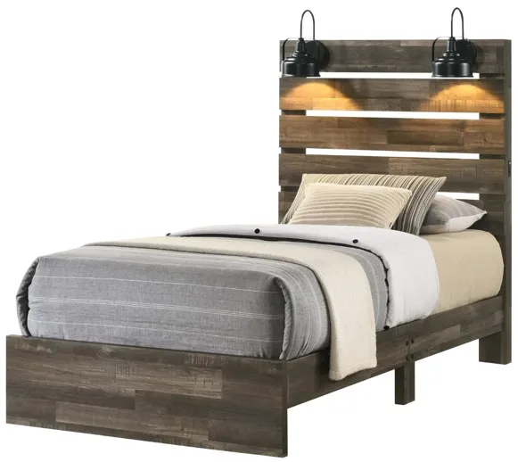 ARIANNA BROWN TWIN BED WITH LIGHTS