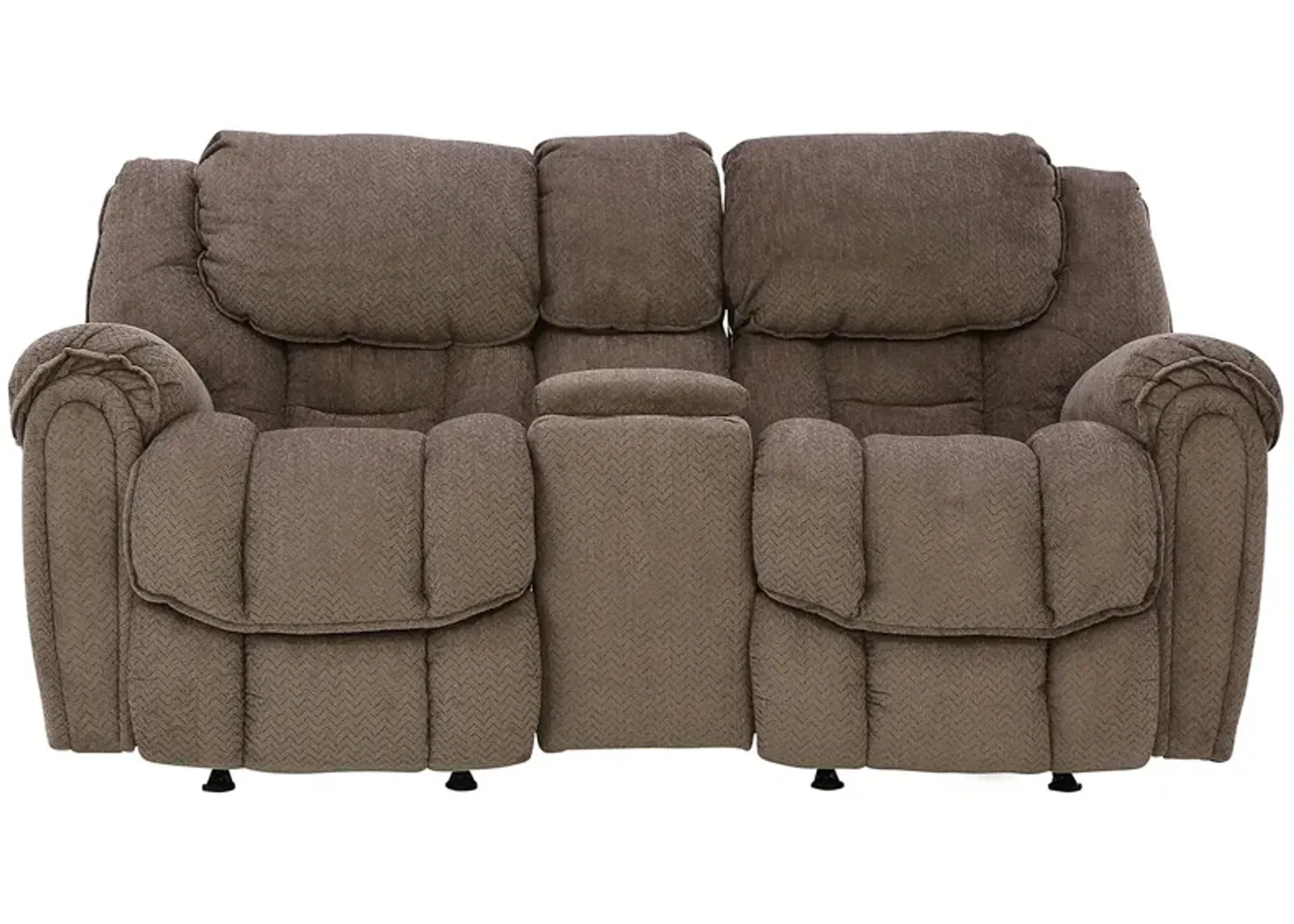 BAXTER TAUPE RECLINING LOVESEAT WITH CONSOLE