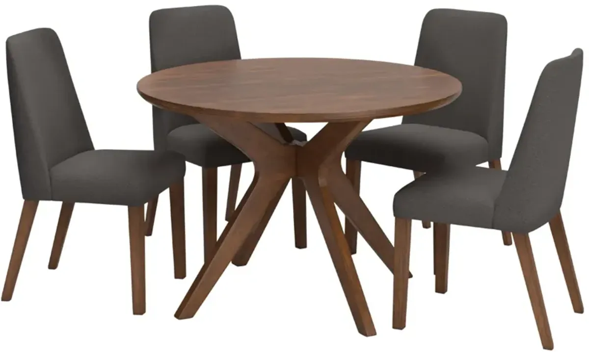 LYNCOTT CHARCOAL 5 PIECE ROUND DINING SET