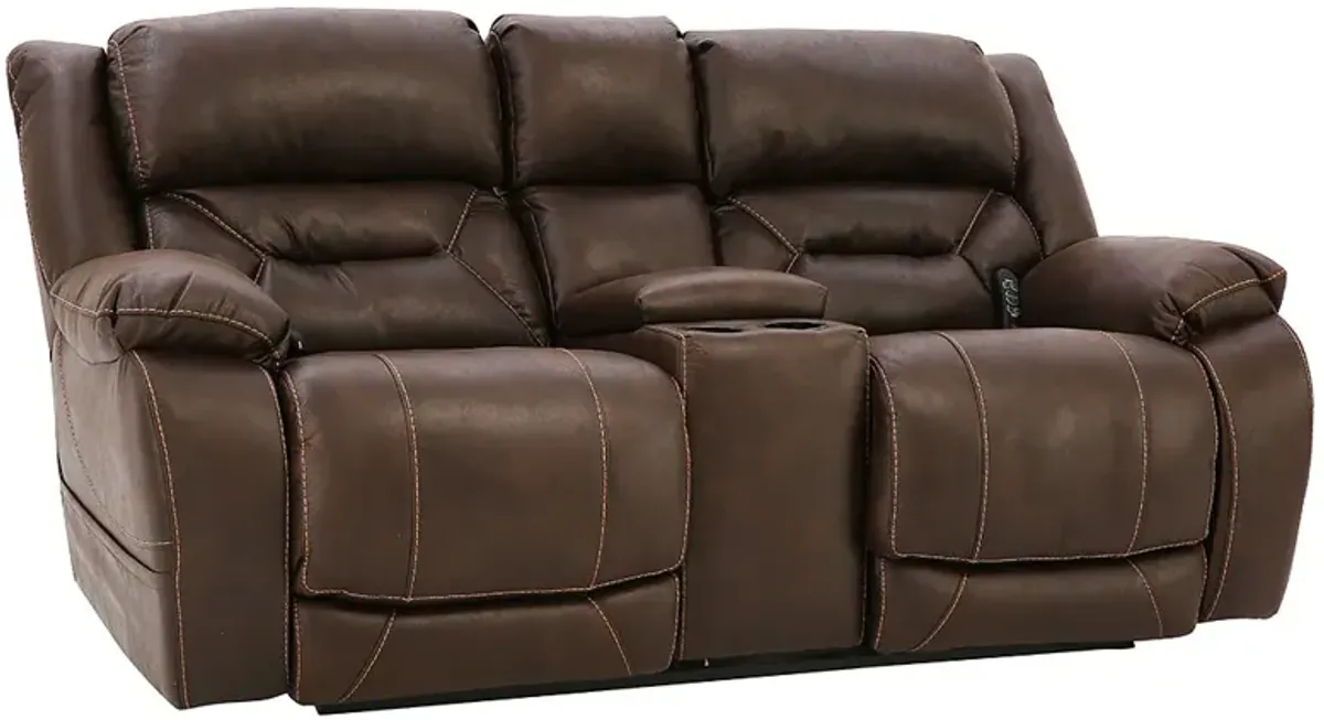 ENTERPRISE WALNUT 3P POWER LOVESEAT WITH CONSOLE