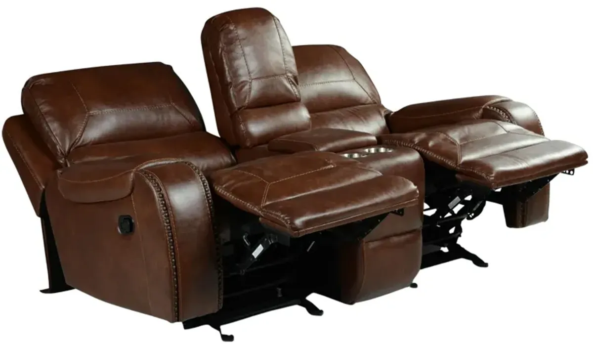 KEILY BROWN RECLINING LOVESEAT WITH CONSOLE