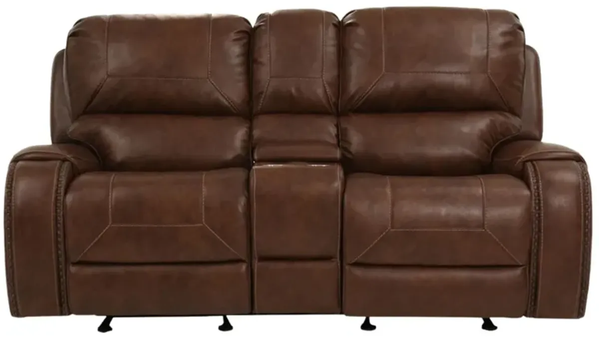 KEILY BROWN RECLINING LOVESEAT WITH CONSOLE