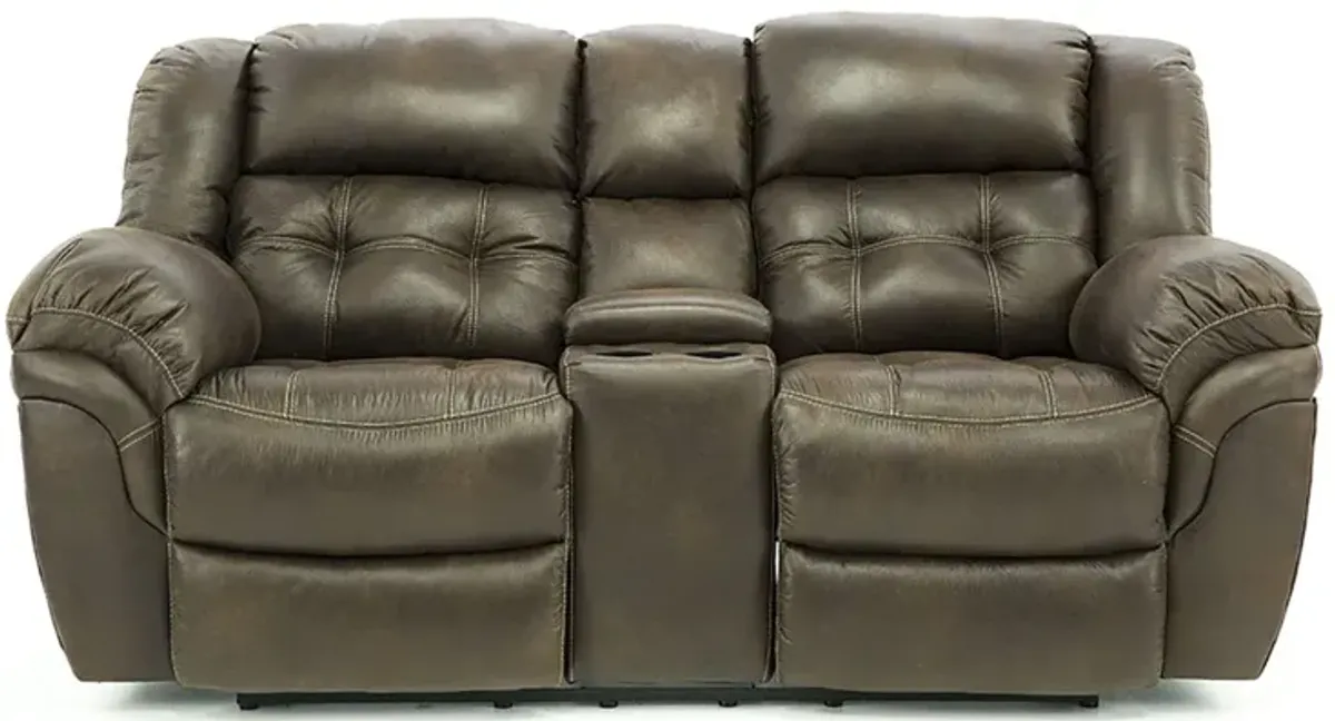 HAYGEN ESPRESSO RECLINING LOVESEAT WITH CONSOLE