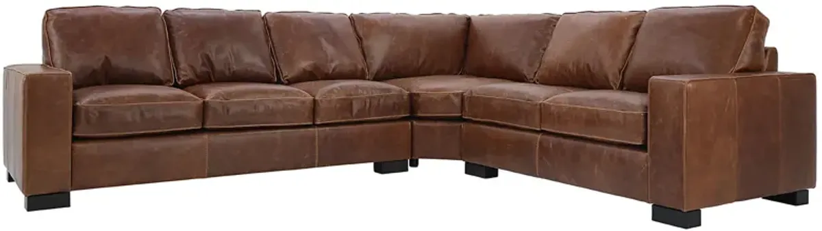 CHARLEY CHOCOLATE LEATHER 3 PIECE SECTIONAL