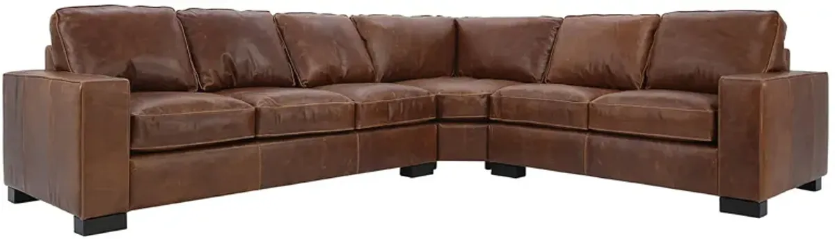 CHARLEY CHOCOLATE LEATHER 3 PIECE SECTIONAL