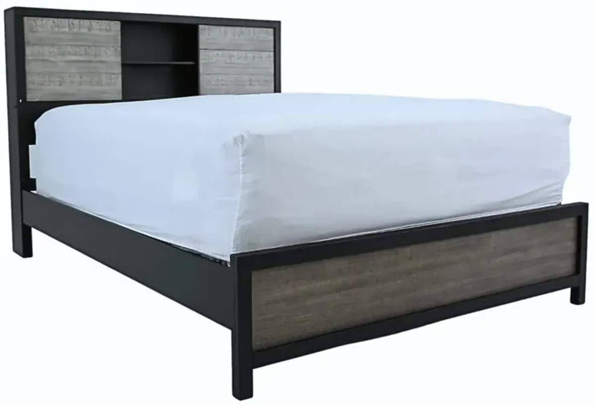 DAUGHTREY BLACK KING BOOKCASE BED