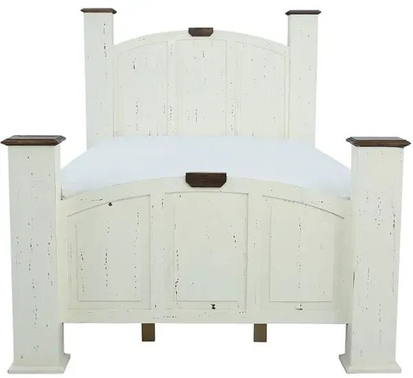 MANSION AGED WHITE QUEEN BED