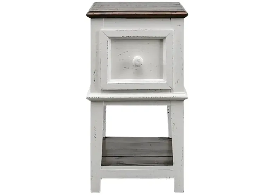 SAUL WHITE/TOBACCO ACCENT TABLE