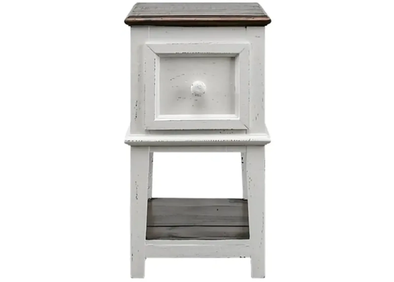 SAUL WHITE/TOBACCO ACCENT TABLE