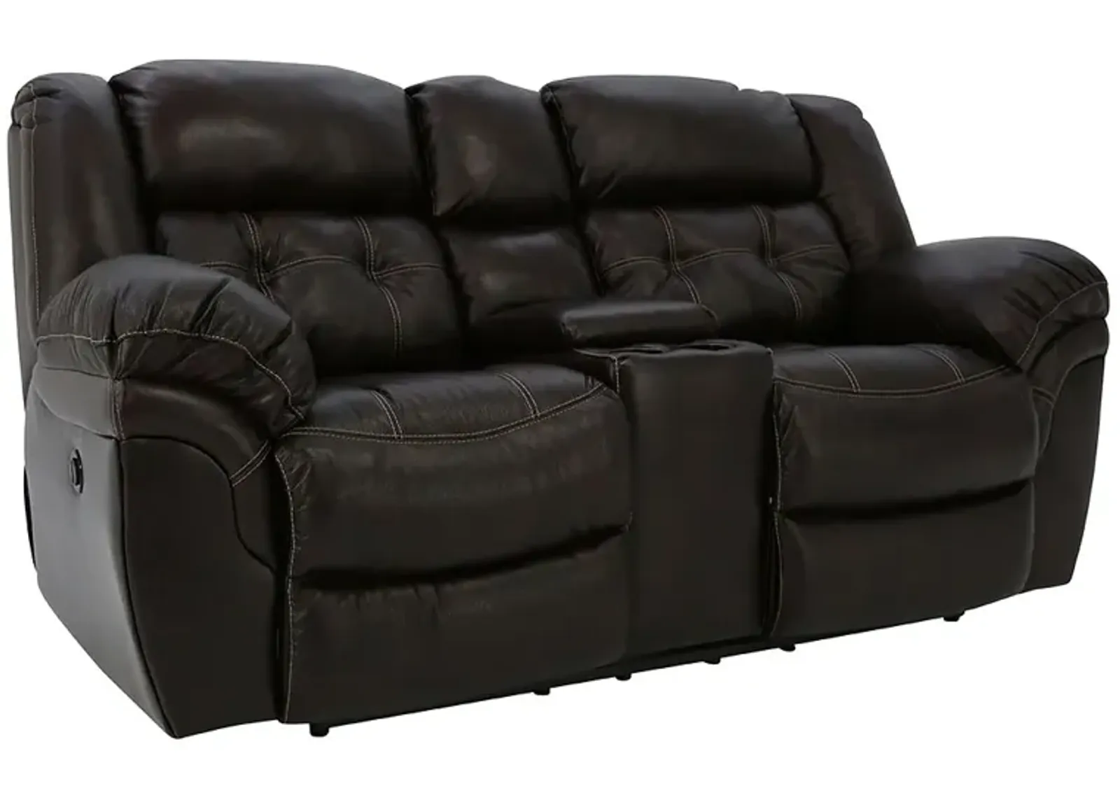 HUDSON CHOCOLATE LEATHER 1P POWER LOVESEAT WITH CONSOLE