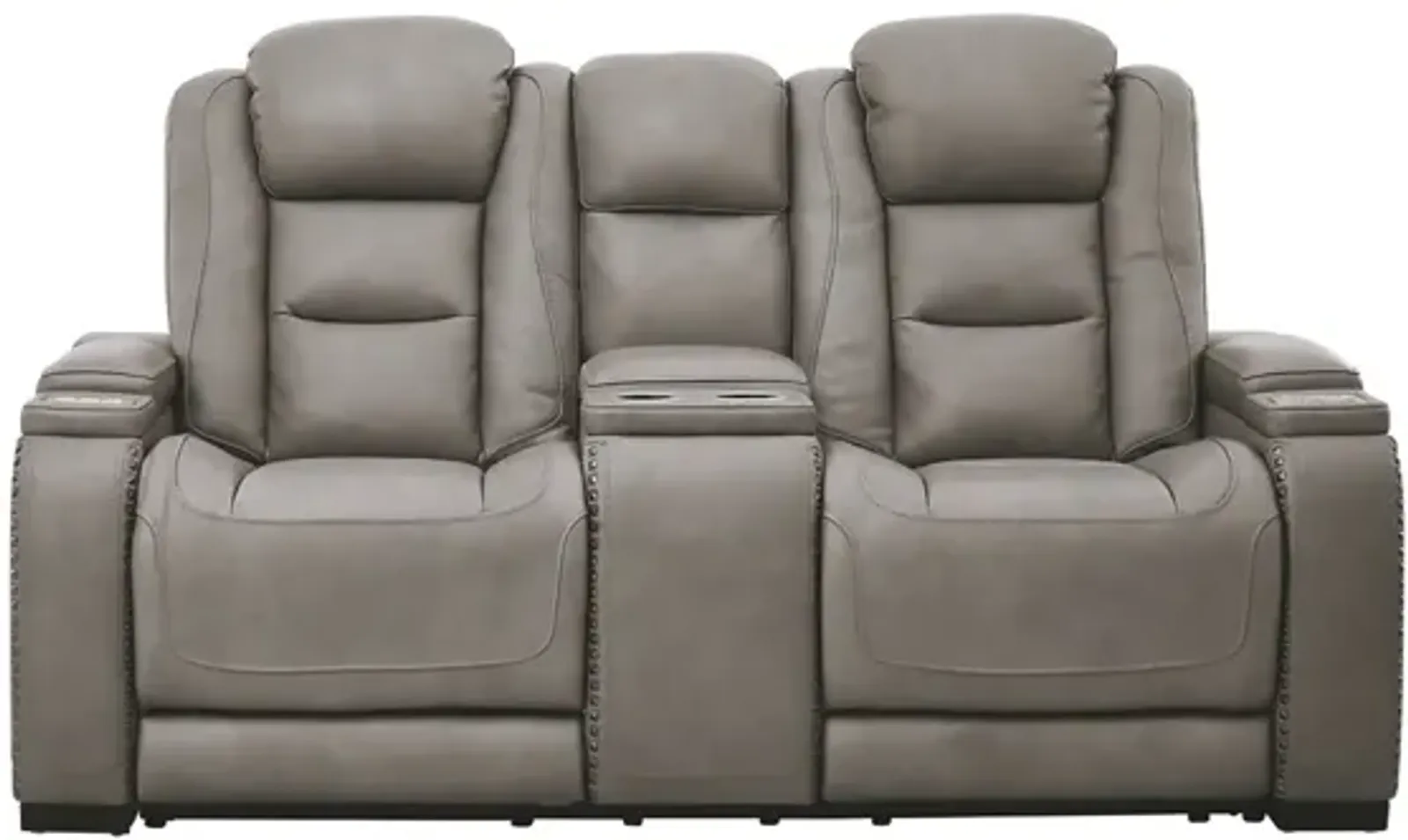 MAN-DEN GRAY 3P POWER LOVESEAT WITH CONSOLE