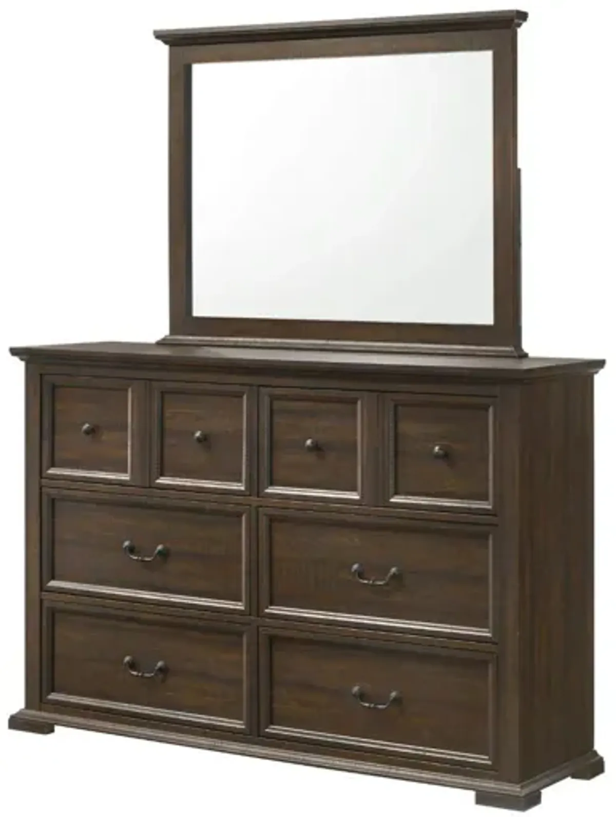 MOSSBERG RUSTIC OAK DRESSER AND MIRROR