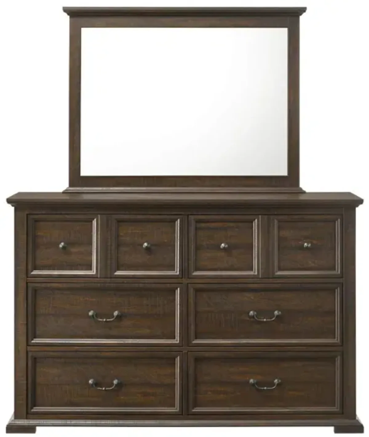 MOSSBERG RUSTIC OAK DRESSER AND MIRROR