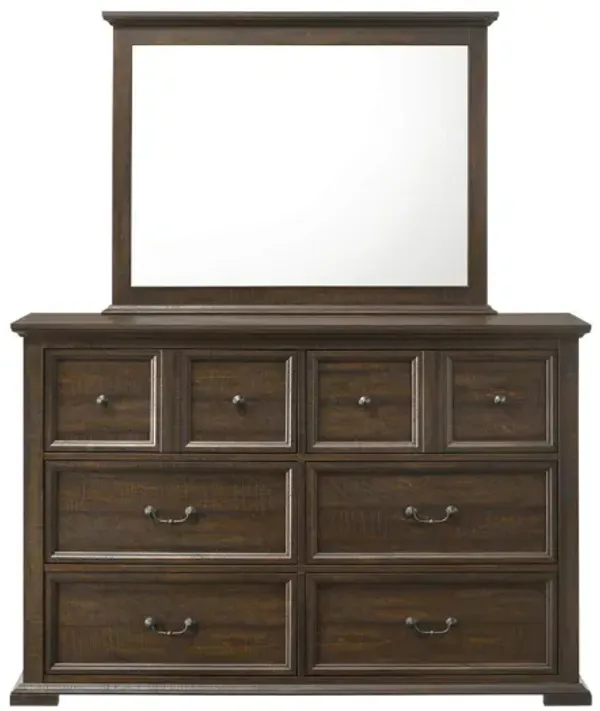 MOSSBERG RUSTIC OAK DRESSER AND MIRROR