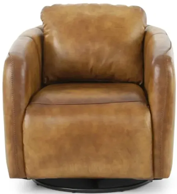 TRINITY COGNAC LEATHER SWIVEL GLIDER CHAIR