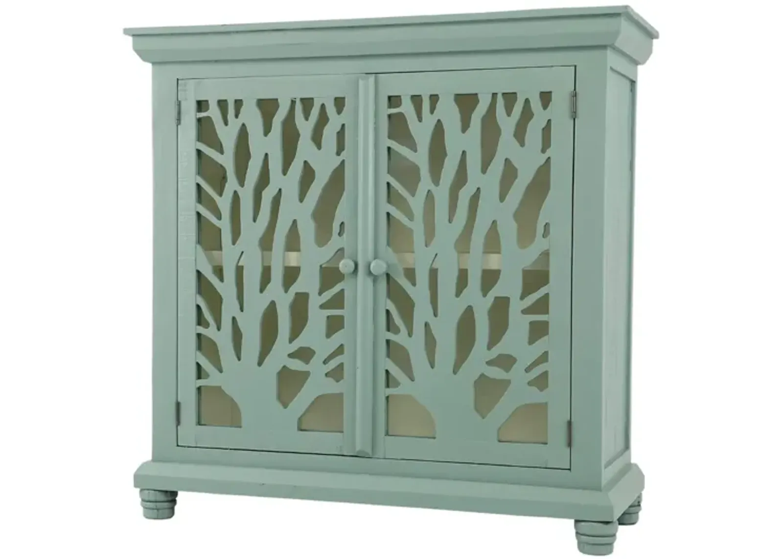 CABINET BLUE/WHITE WITH TREE