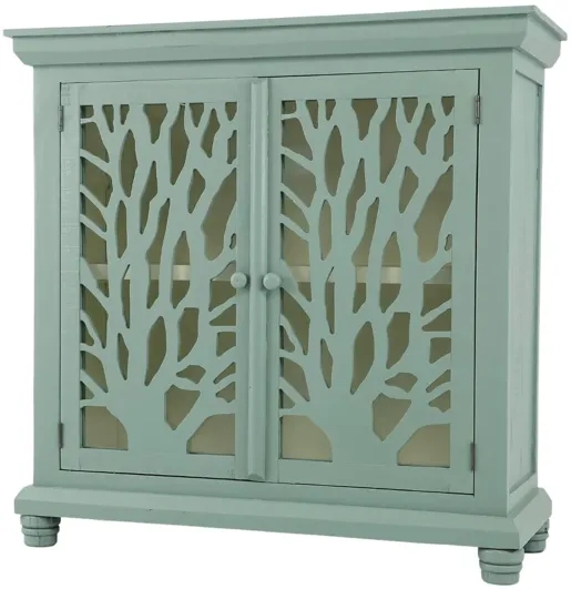 CABINET BLUE/WHITE WITH TREE