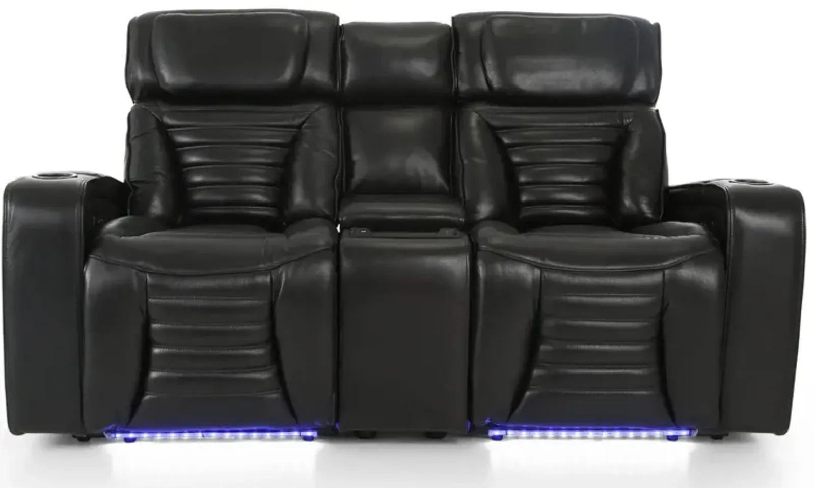 CALLIX BLACKBERRY LEATHER P2 POWER LOVESEAT WITH CONSOLE AND LIGHTS