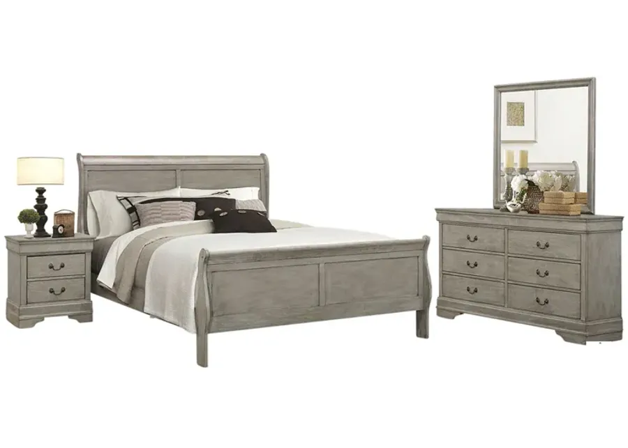 LOUIS PHILIP GREY QUEEN BEDROOM SET