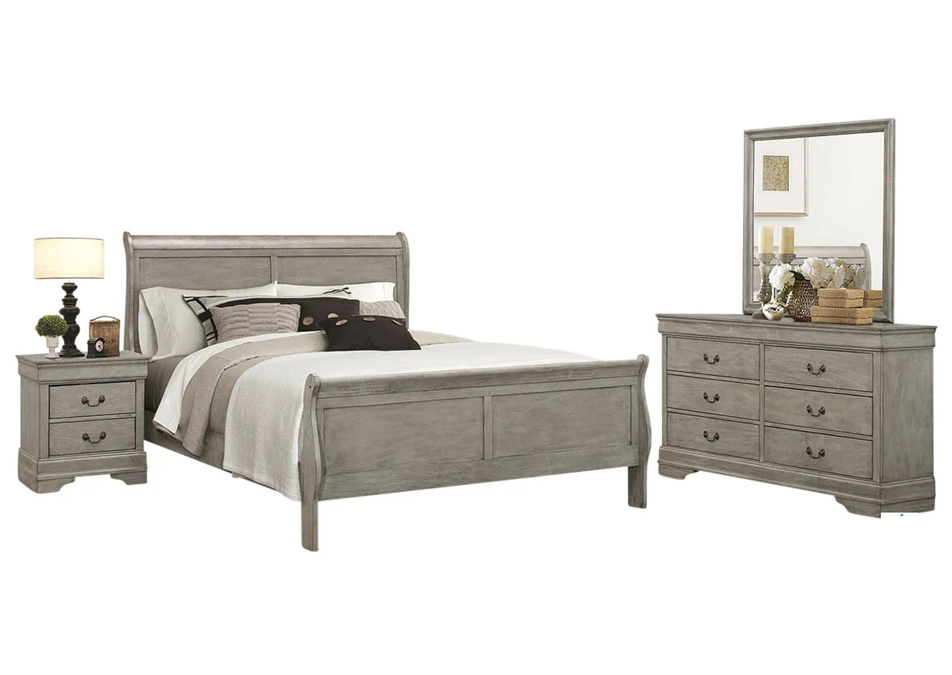 LOUIS PHILIP GREY QUEEN BEDROOM SET