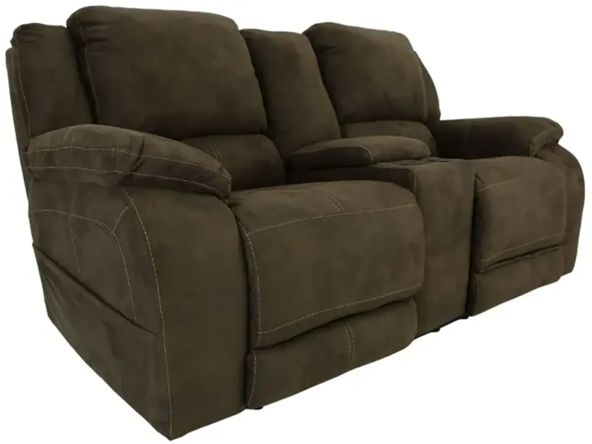 RYLEN MOCHA 3P POWER CONSOLE LOVESEAT