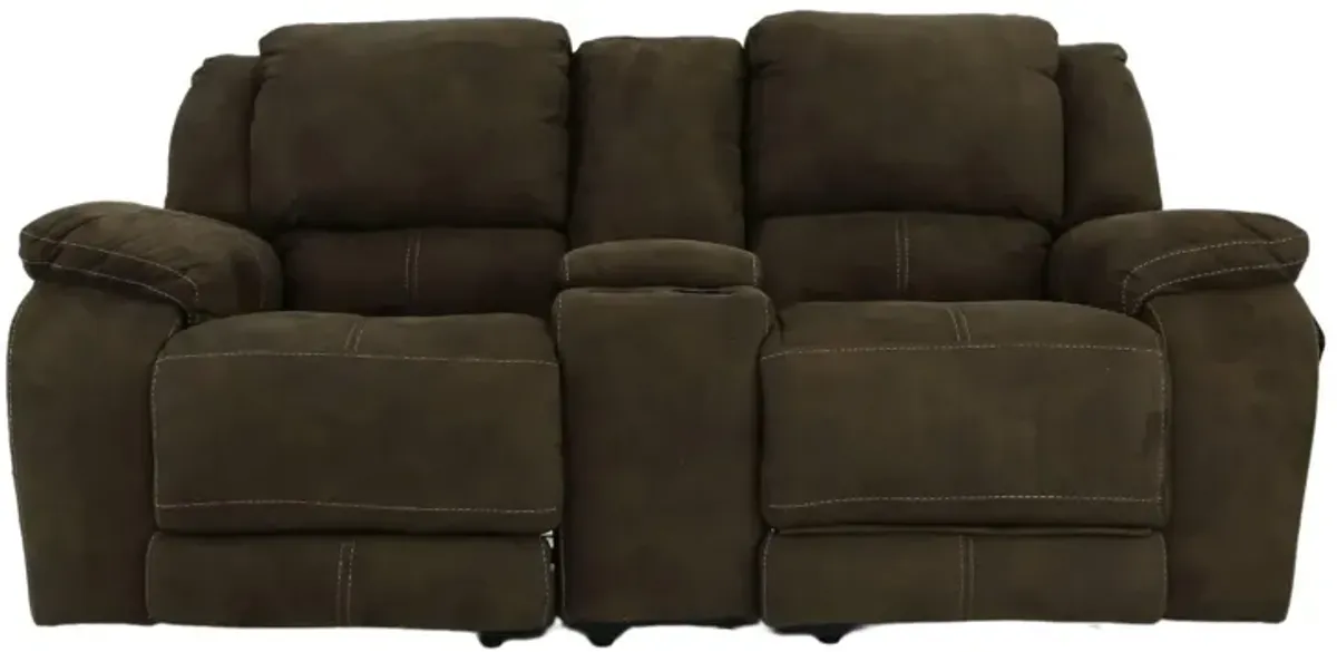 RYLEN MOCHA 3P POWER CONSOLE LOVESEAT