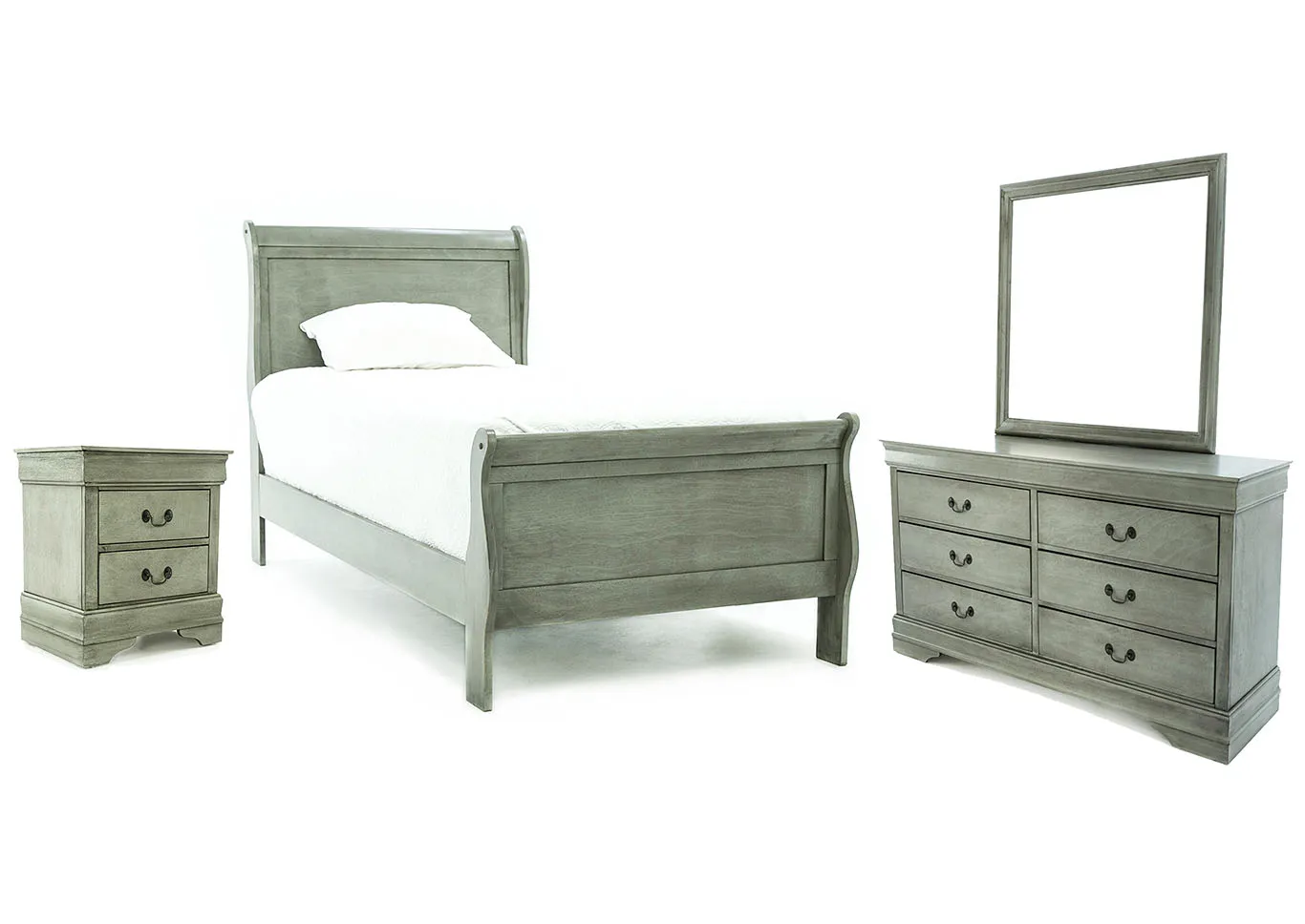 LOUIS PHILIP GREY TWIN BEDROOM SET