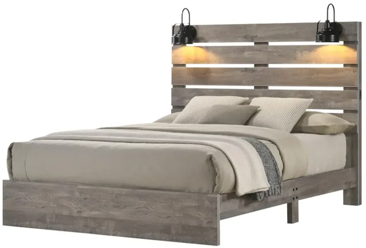 ARIANNA GREY KING BED WITH LIGHTS