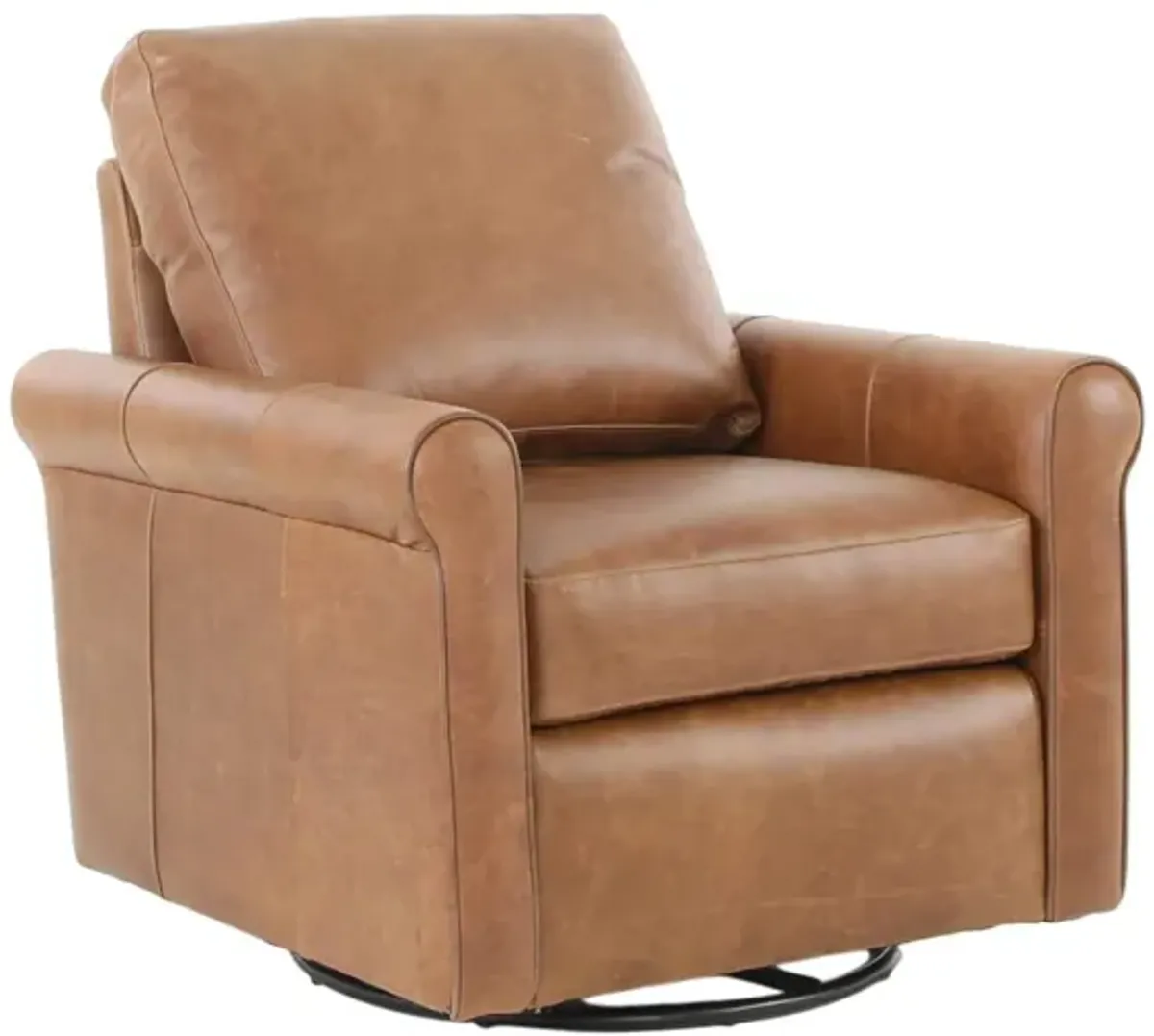 LUKE CHESTNUT LEATHER SWIVEL GLIDE CHAIR