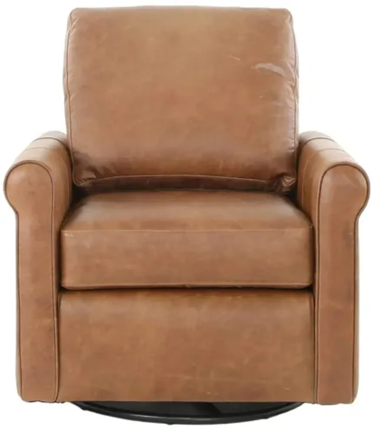 LUKE CHESTNUT LEATHER SWIVEL GLIDE CHAIR