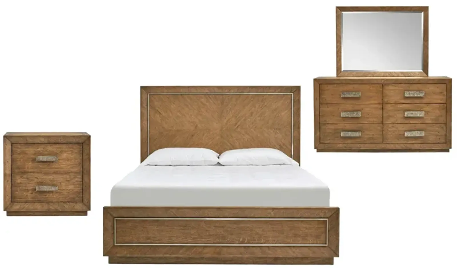 AMHERST LIGHT OAK QUEEN PANEL BEDROOM