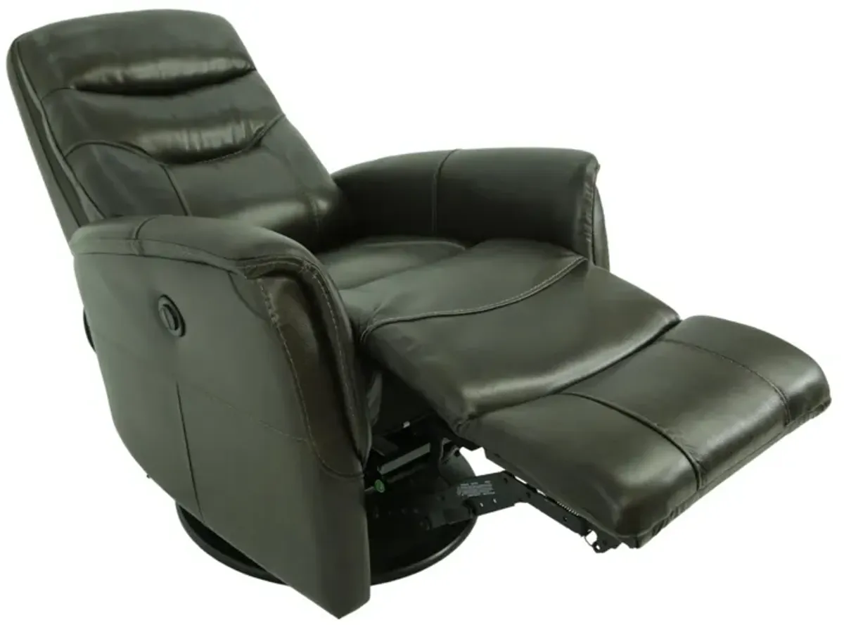 ANTONIO ESPRESSO LEATHER POWER SWIVEL RECLINER