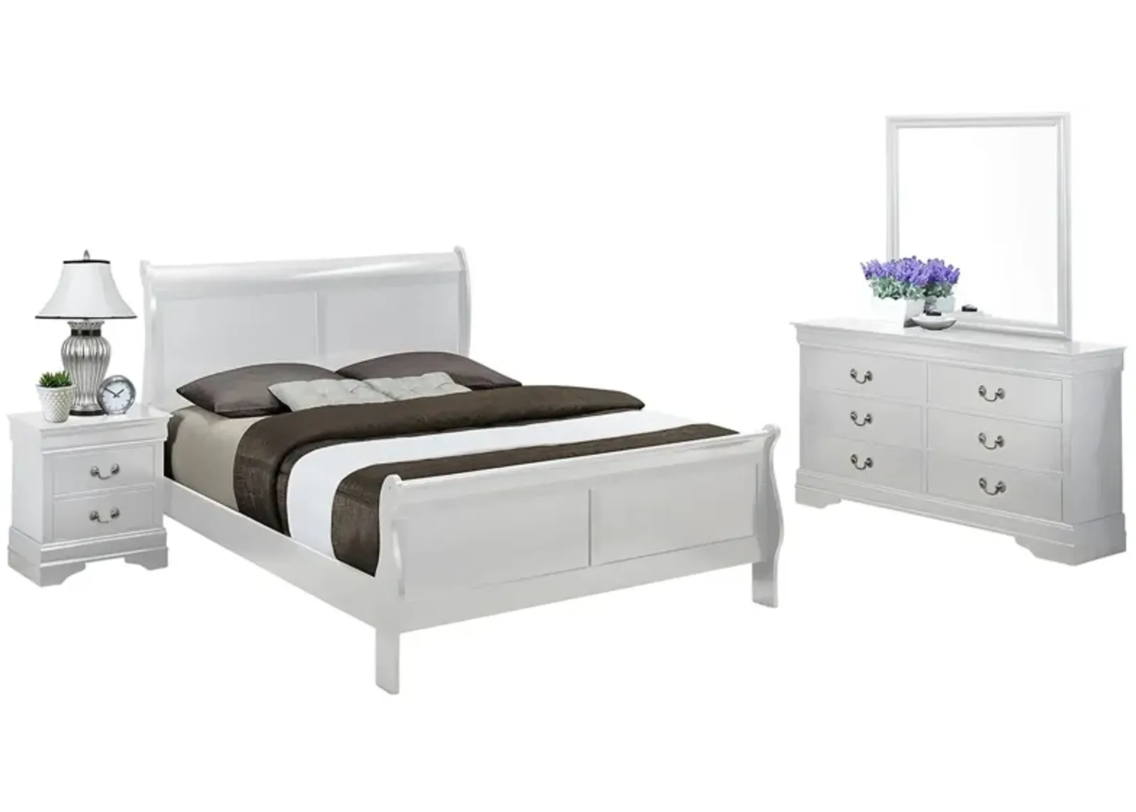 LOUIS PHILIP WHITE KING BEDROOM SET