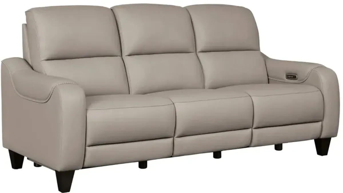 MERCOMATIC GRAY LEATHER 2P POWER RECLINING SOFA