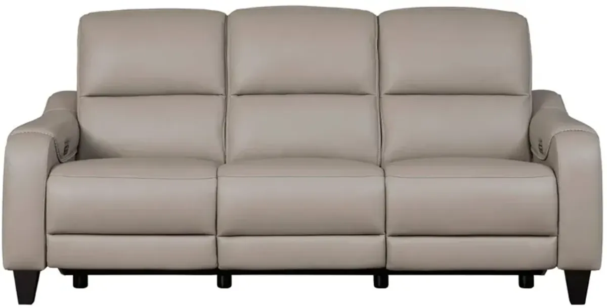 MERCOMATIC GRAY LEATHER 2P POWER RECLINING SOFA