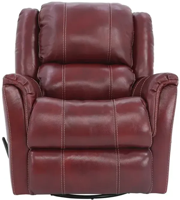 BRYCE RED LEATHER SWIVEL GLIDER RECLINER
