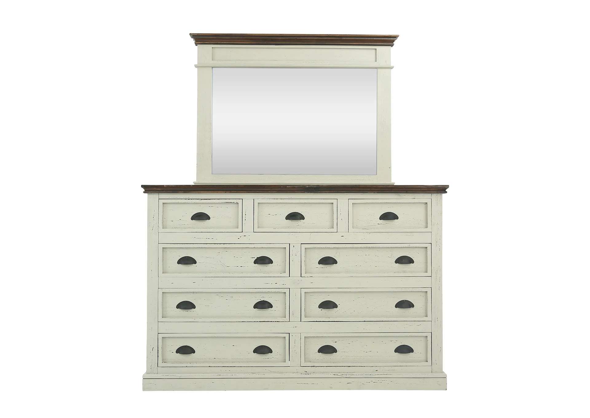 FIFTH AVENUE TWO TONE DRESSER & MIRROR