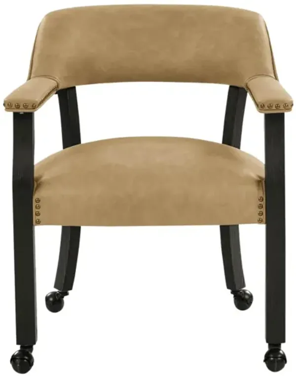 RYLIE BLACK DINING ARM CHAIR WITH CASTERS