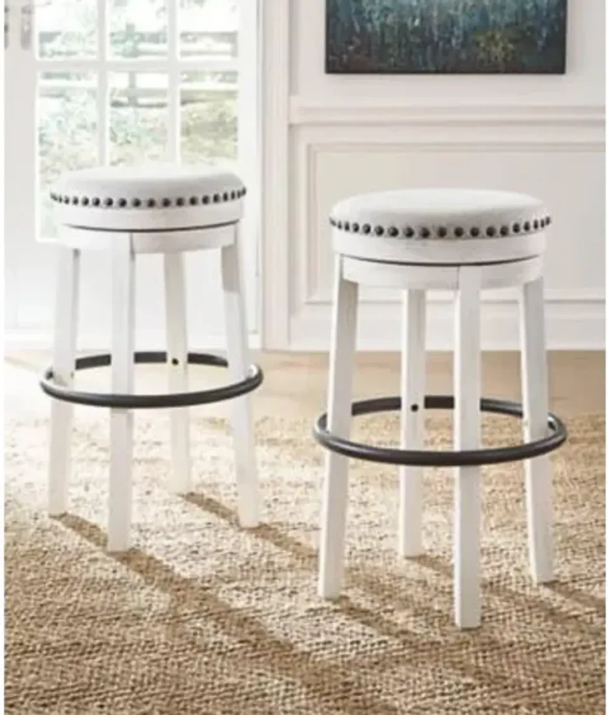 VALEBECK 30" WHITE SWIVEL STOOL