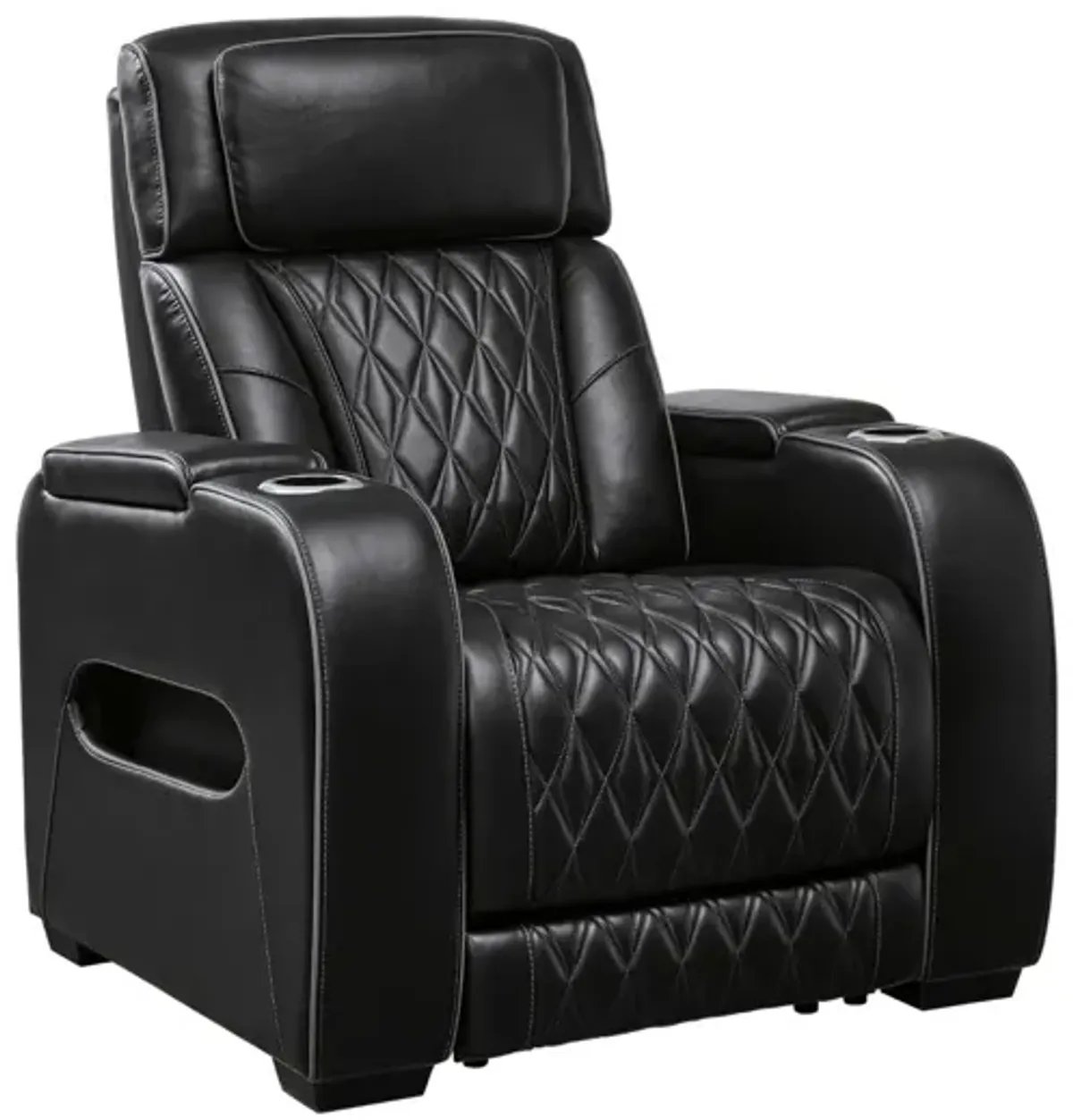 BOYINGTON BLACK P3 POWER RECLINER WITH MASSAGE, HEAT, AND LED LIGHTING