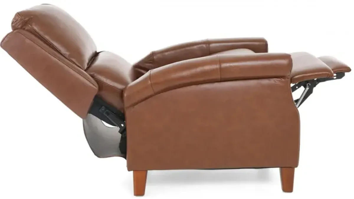 CARENTON CARAMEL LEATHER PUSH BACK RECLINER