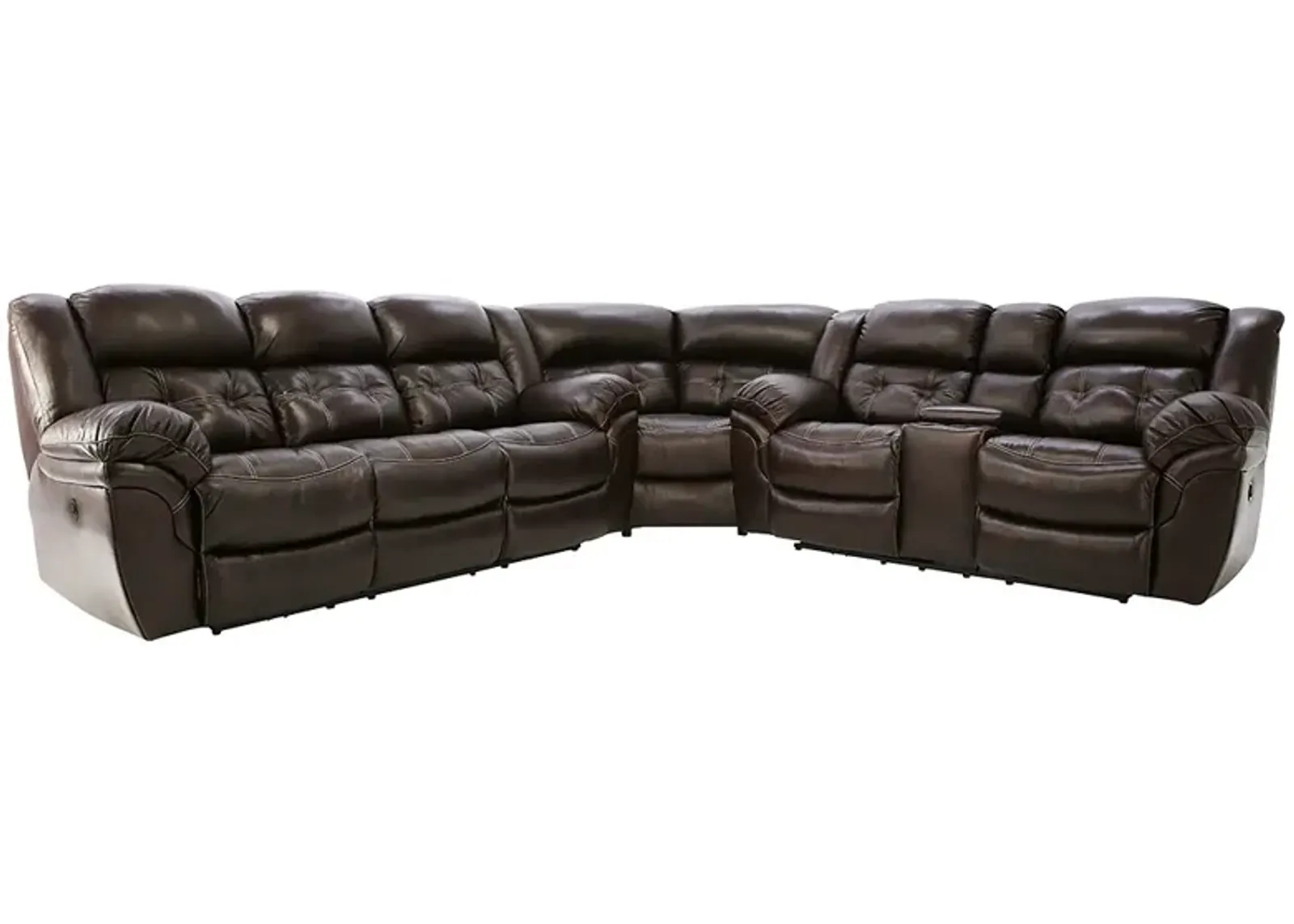 HUDSON CHOCOLATE 3 PIECE LEATHER SECTIONAL