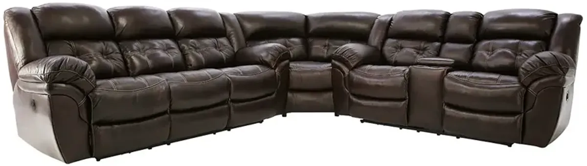 HUDSON CHOCOLATE 3 PIECE LEATHER SECTIONAL