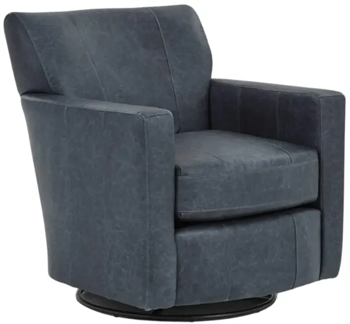 CAROLY INDIGO LEATHER SWIVEL GLIDER