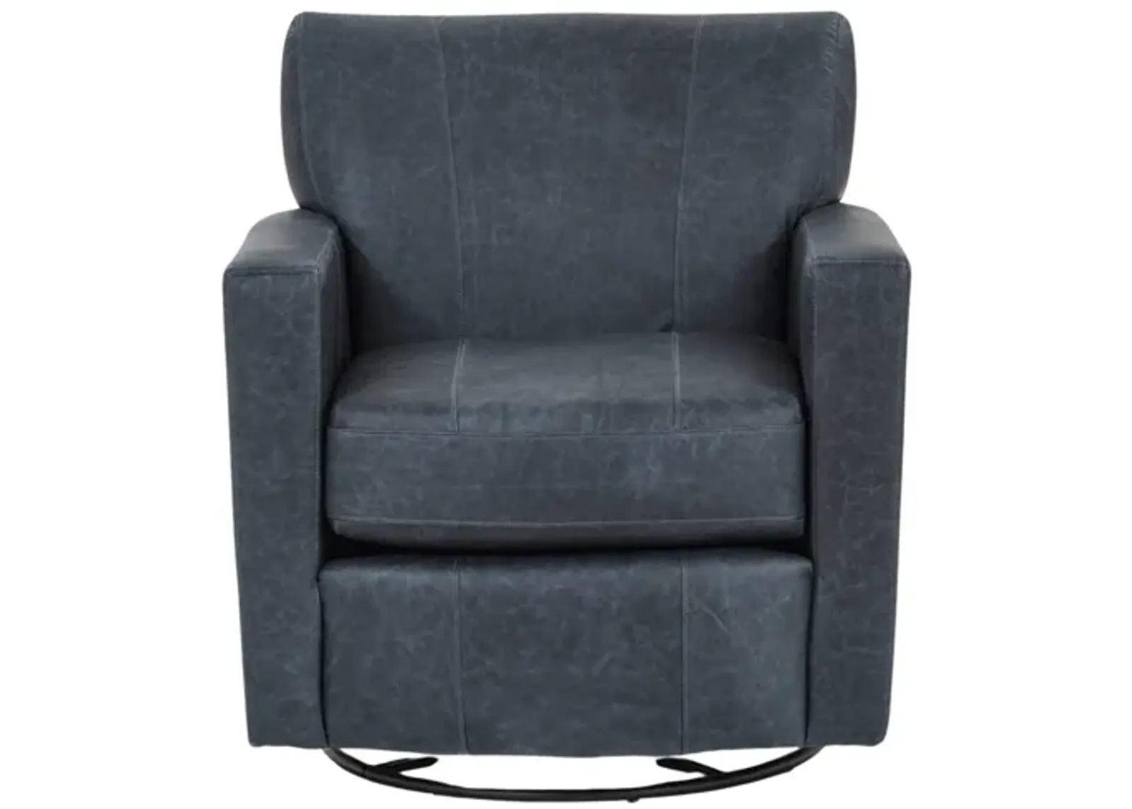 CAROLY INDIGO LEATHER SWIVEL GLIDER